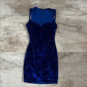 Fashion Nova Royal Blue Velvet Mini Dress